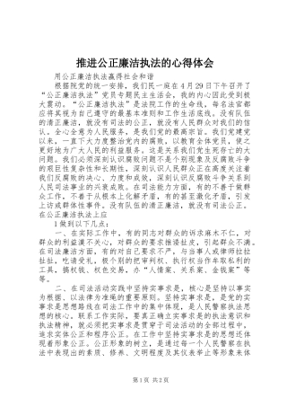 推进公正廉洁执法的心得体会 