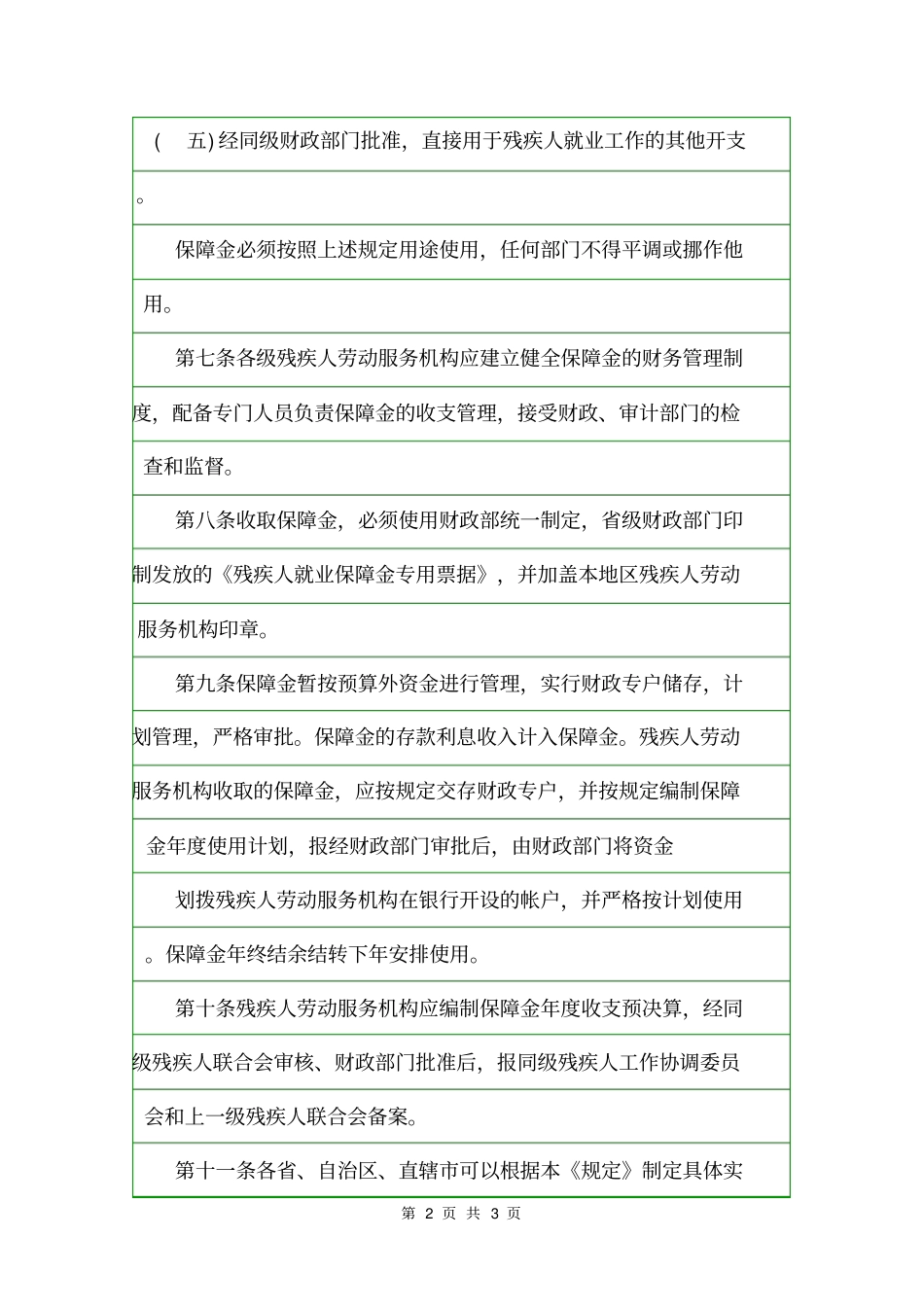 2020年残疾人就业保障金管理暂行规定全文规章制度_第2页