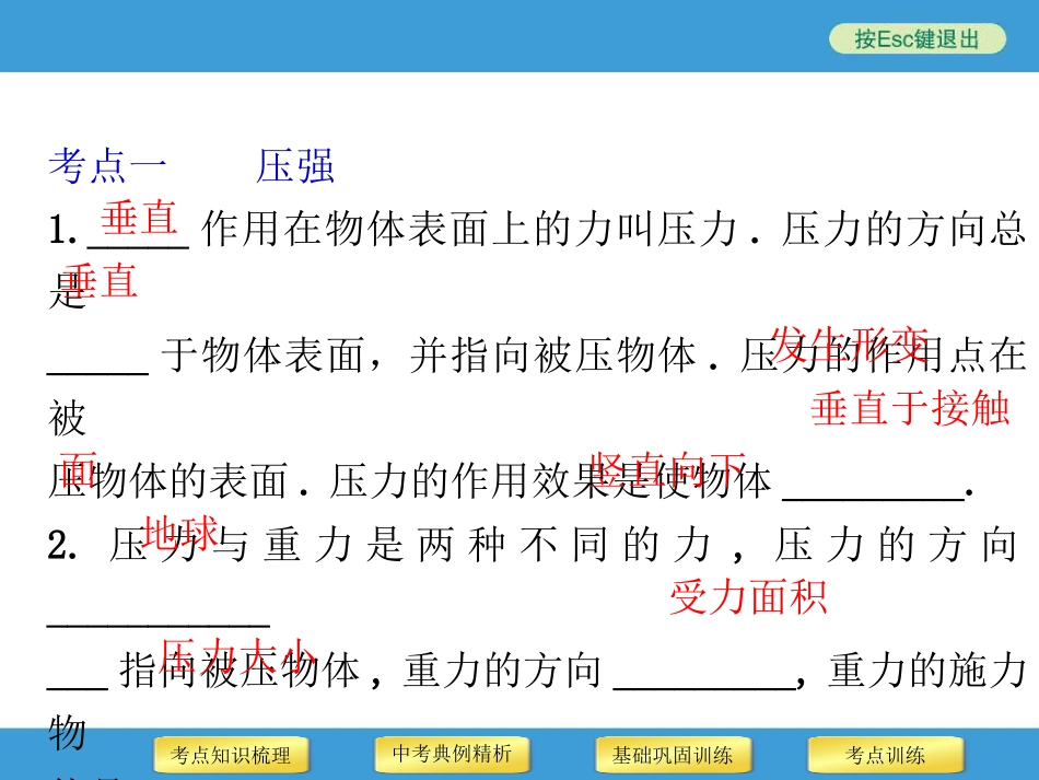 2014年中考物理二轮复习专用课件第11讲压强_第3页