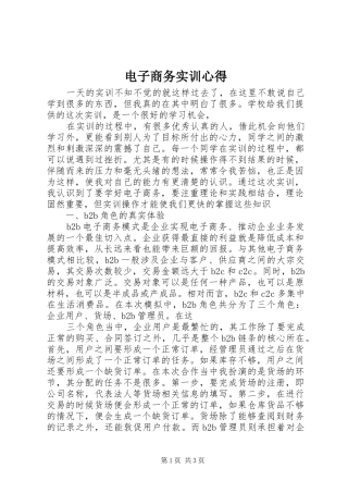 电子商务实训心得 