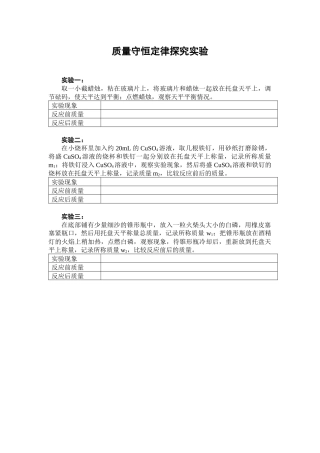 质量守恒定律探究实验