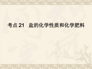 考点21盐的化学性质和化学肥料