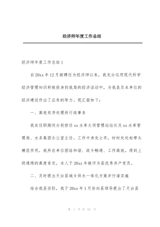 经济师年度工作总结