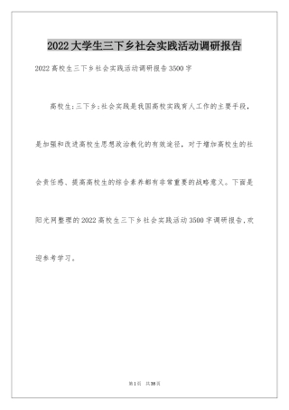 2024大学生三下乡社会实践活动调研报告