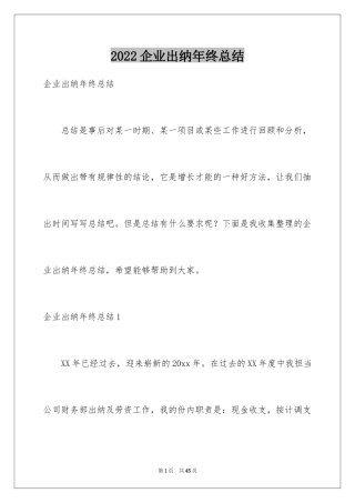 2024企业出纳年终总结