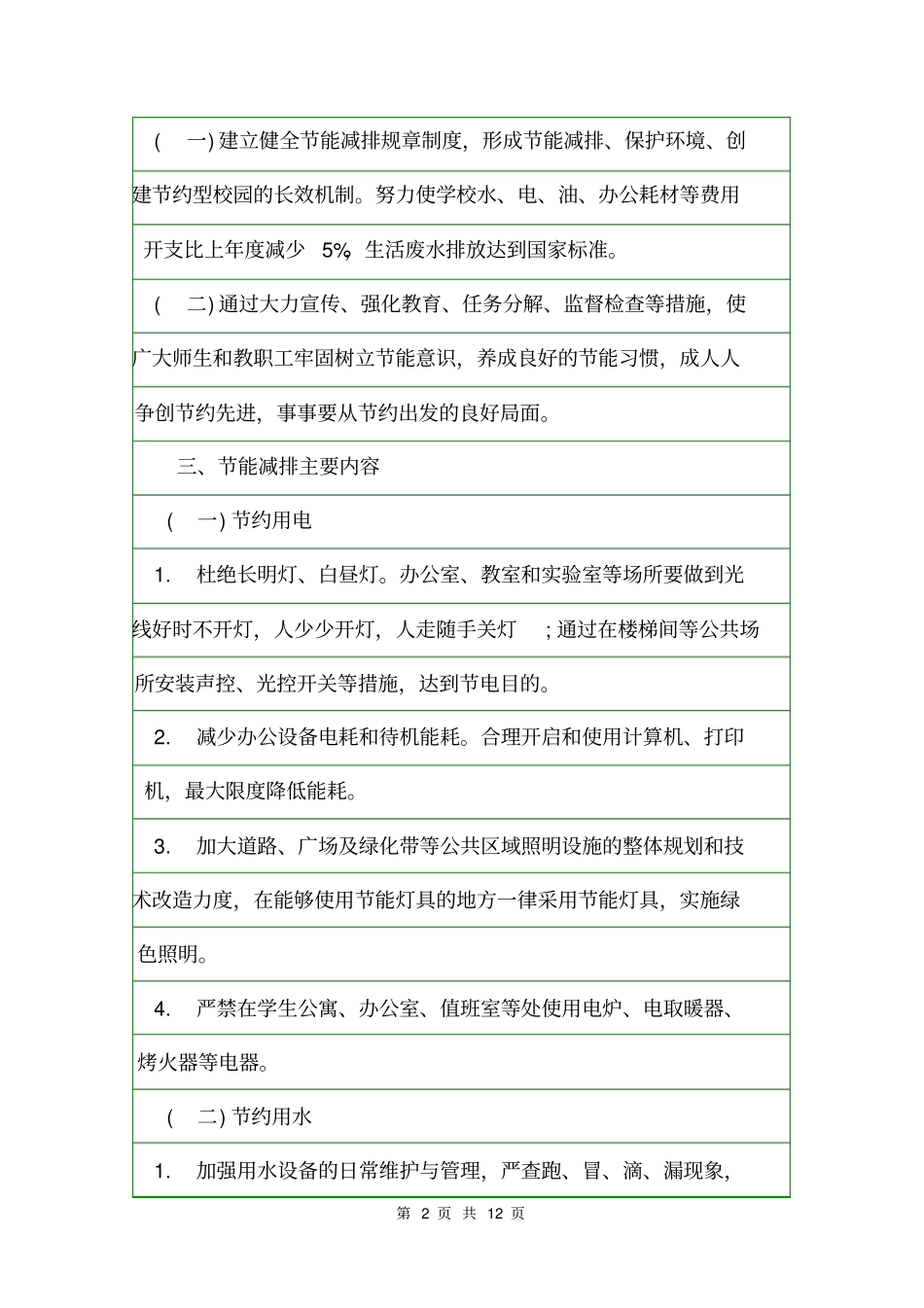 2020新学期学校节能减排方案活动方案_第2页