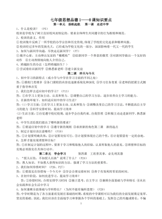 七年级思想品德要点1