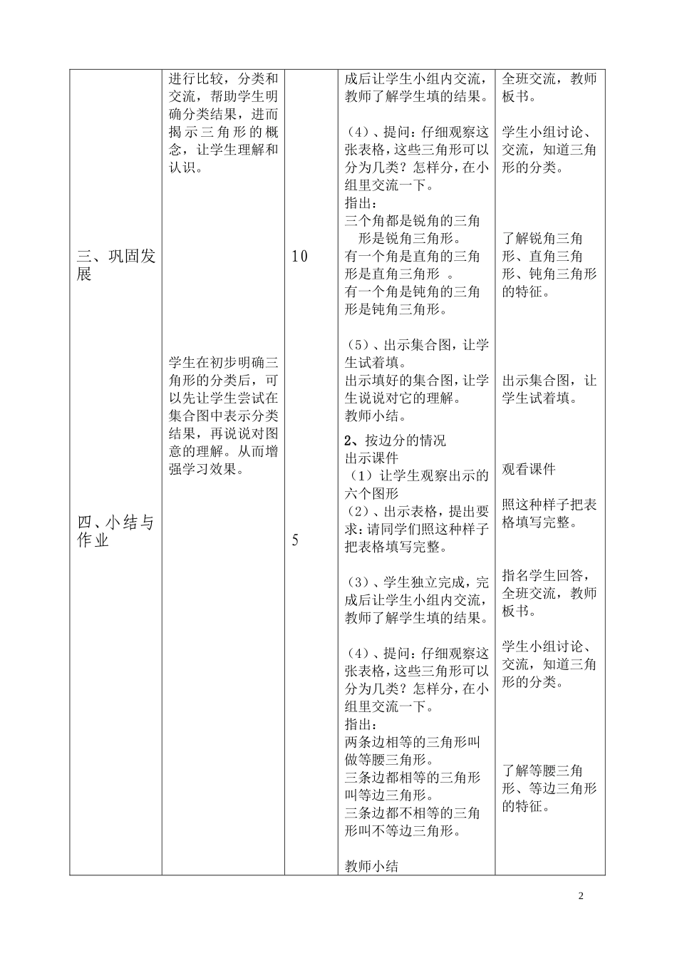 四年级数学三角形的分类课时教学设计_第2页