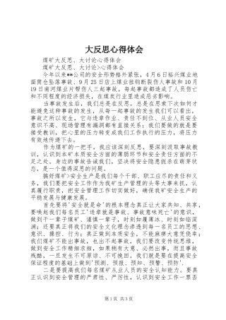 大反思心得体会 