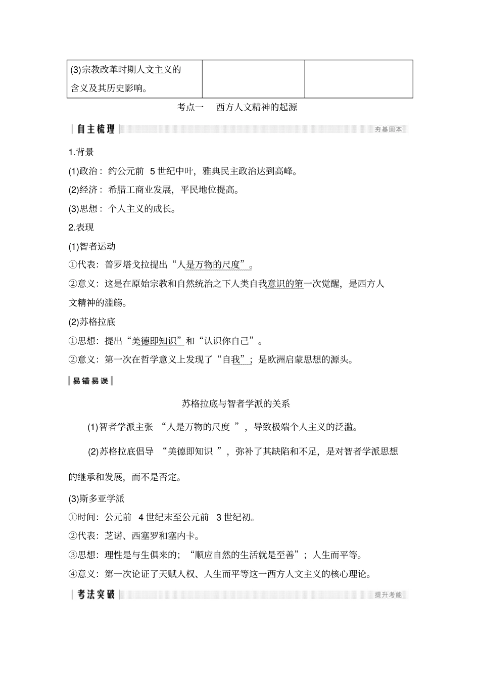 2020版历史高考新素养总复习人民江苏专用讲义：专题十六+西方人文精神的起源和发展+第34讲及答案_第2页