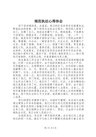 规范执法心得体会 