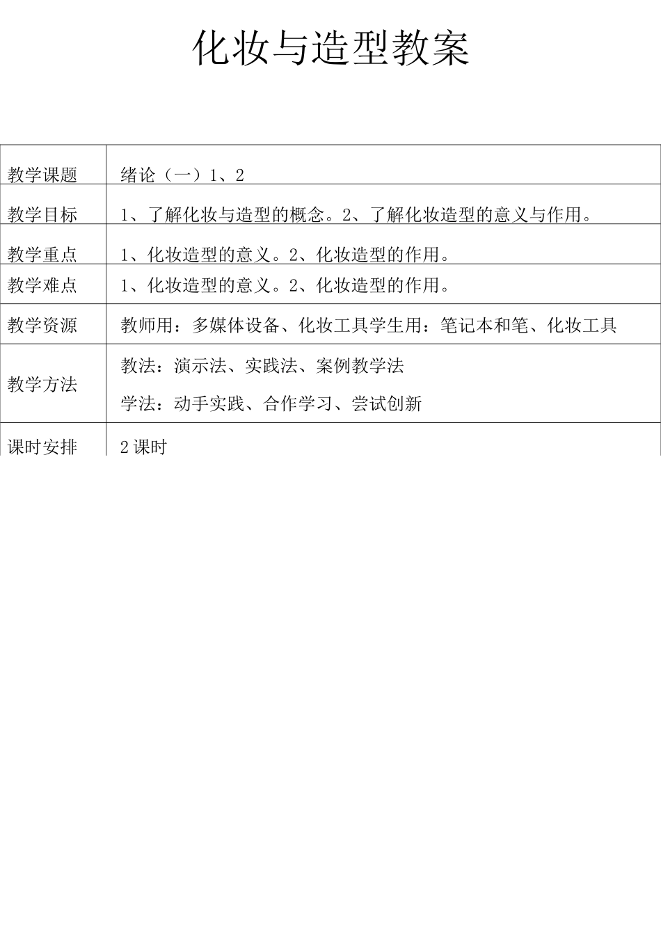 化妆与造型教案(全)汇总_第1页