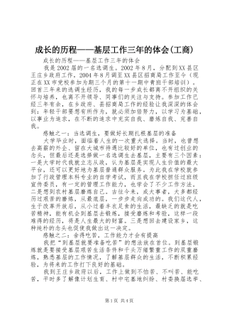 成长的历程——基层工作三年的体会(工商) 