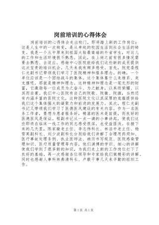 岗前培训的心得体会 