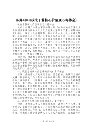 陈露(学习政法干警核心价值观心得体会) 