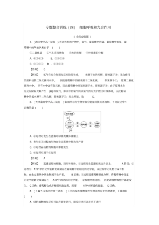 2020版高考生物二轮复习：专题4细胞呼吸和光合作用含答案