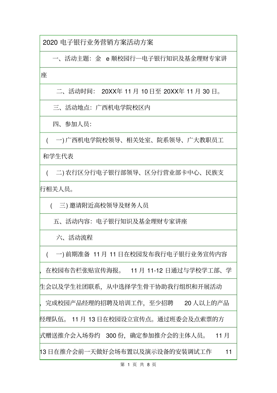 2020电子银行业务营销方案活动方案_第1页