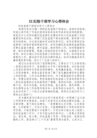 XX纪检干部学习心得体会 