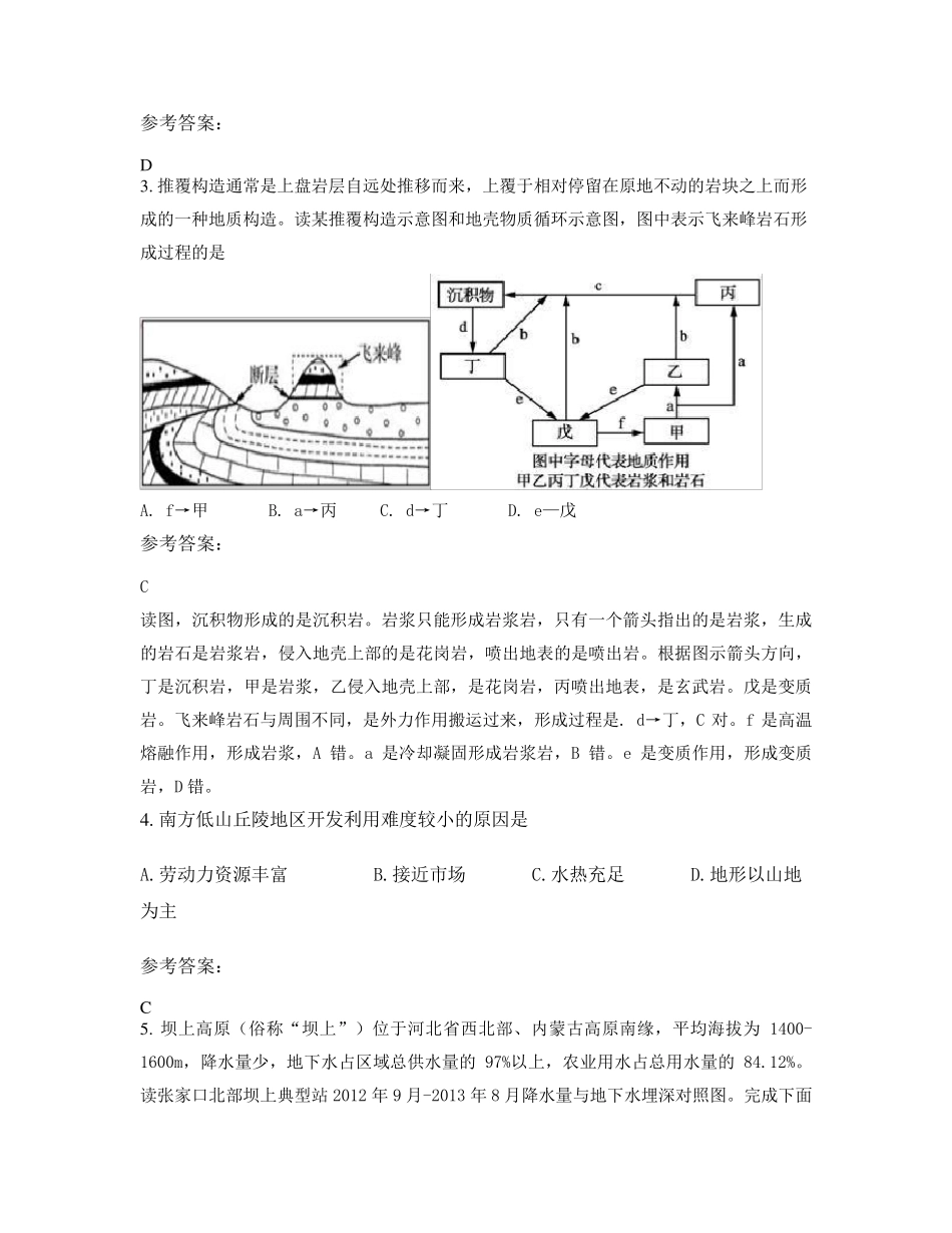 辽宁省沈阳市法库县第二高级中学2021-2022学年高三地理上学期期末试卷精品_第2页