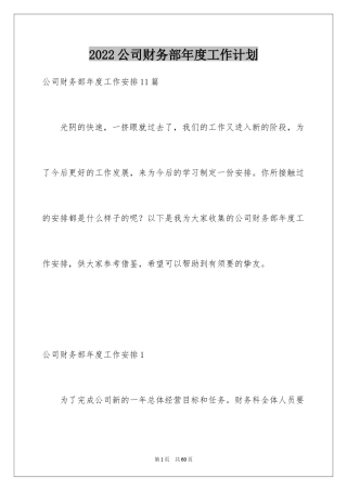 2024公司财务部年度工作计划_2