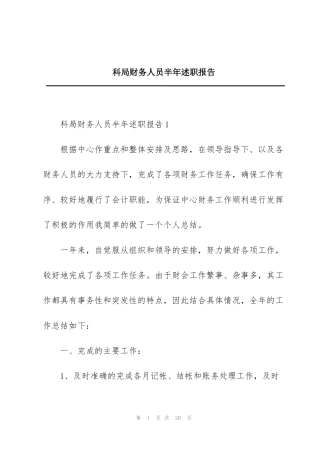 科局财务人员半年述职报告