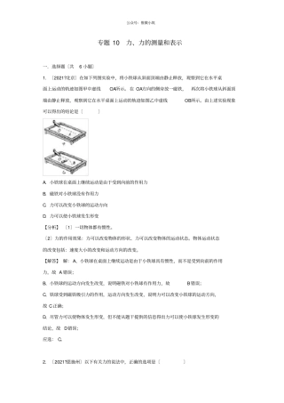2021中考物理试题分类汇编专题10力、力的测量和表示含解析-