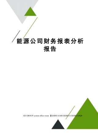 能源公司财务报表分析报告