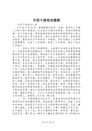 中层干部培训感想 