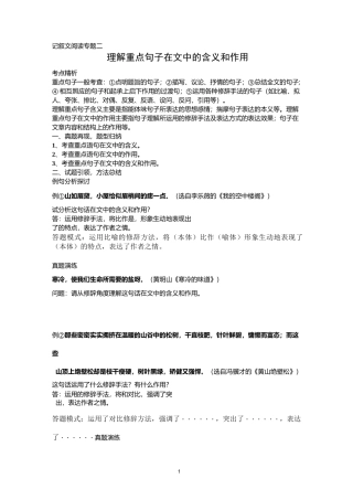 记叙文阅读专题