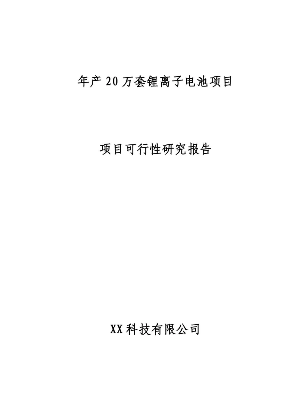 年产20万套锂离子动力电池(二期)项目可行性研究报告_第1页
