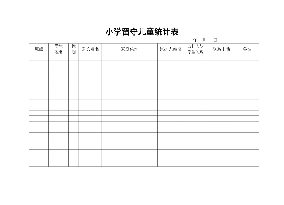 小学留守儿童统计表_第1页