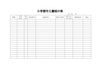 小学留守儿童统计表