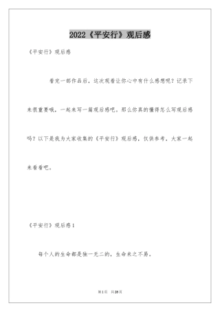 2024《平安行》观后感
