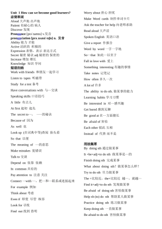 2014最新pep九年级上英语知识点总结Unit+1-unit+5