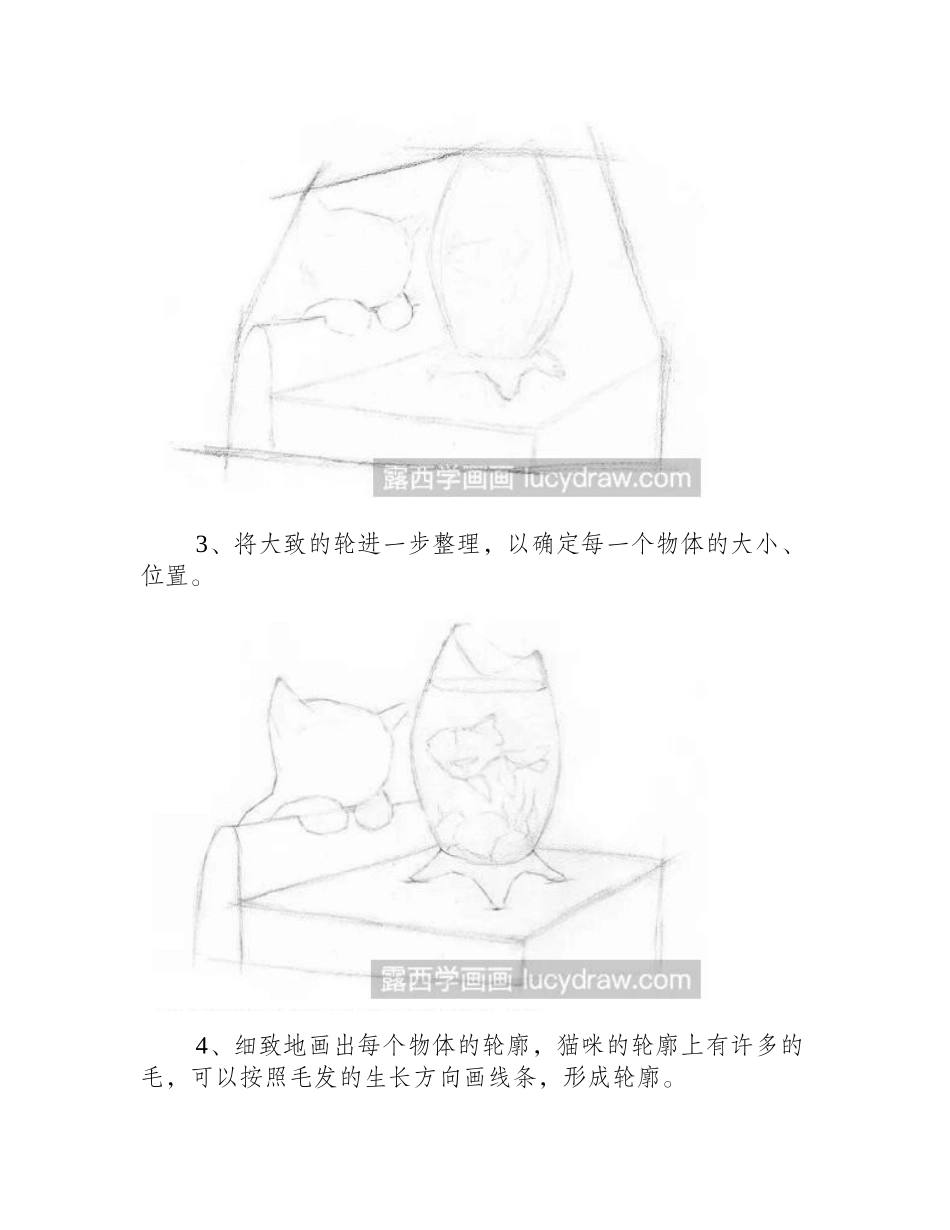 猫咪和鱼缸素描教程素描教程1_第2页