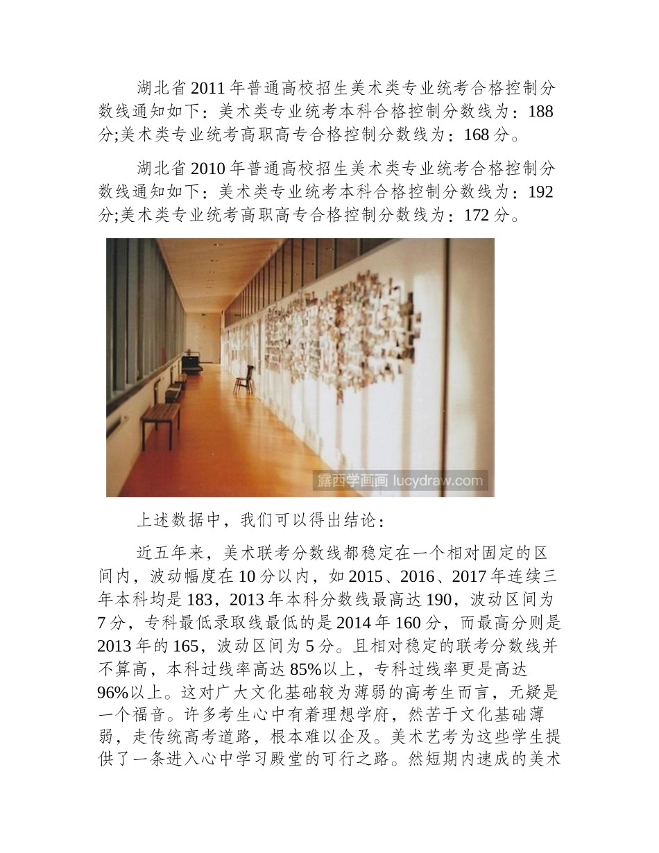 近年湖北美术联考分数线录取分数_第2页