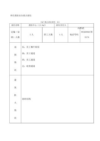 单位消防安全重点部位 