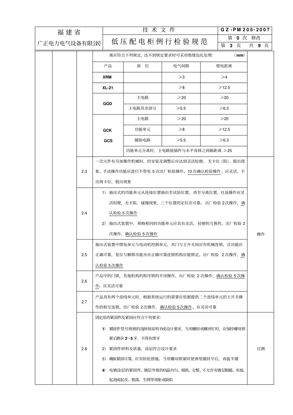 205低压配电柜例行检验规范_第3页