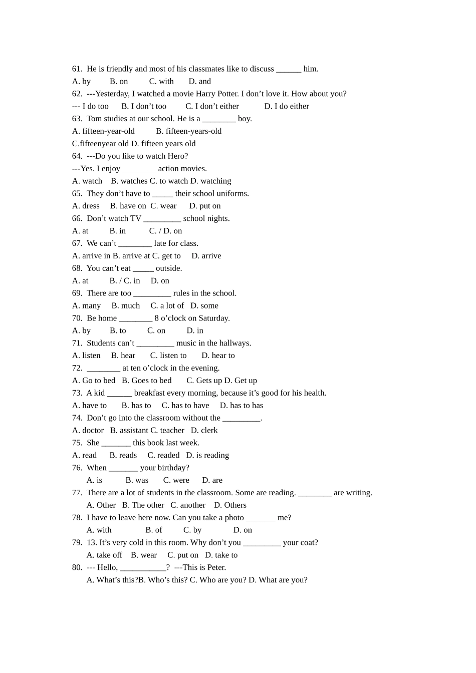 新目标七年级英语语法(时态)复习练习2_第2页