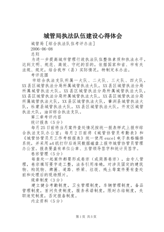 城管局执法队伍建设心得体会 