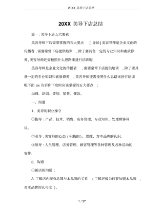 20XX美导下店总结