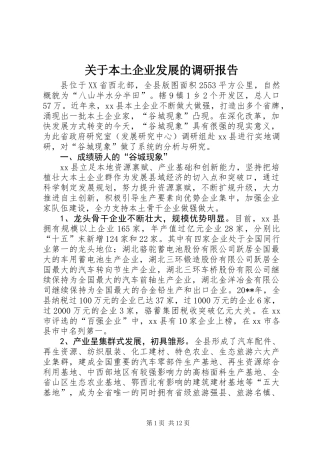 关于本土企业发展的调研报告