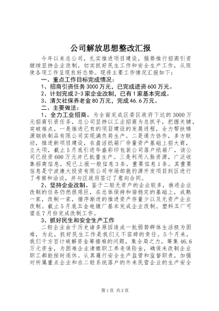 公司解放思想整改汇报
