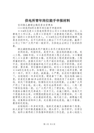 供电所青年岗位能手申报材料