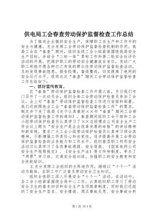 供电局工会春查劳动保护监督检查工作总结 (2)