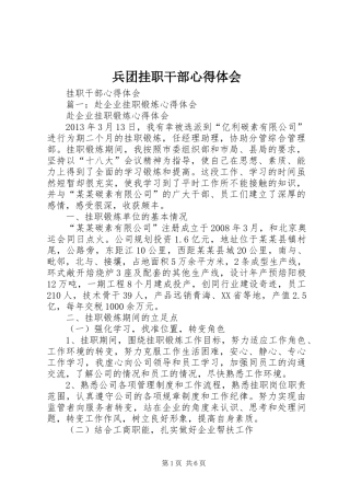 兵团挂职干部心得体会 