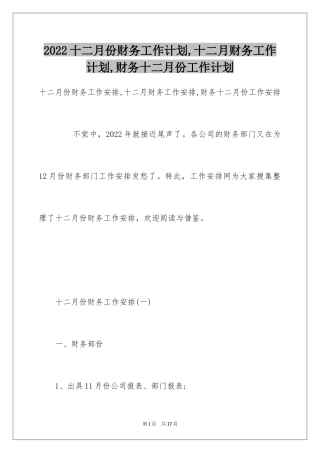 2024十二月份财务工作计划,十二月财务工作计划,财务十二月份工作计划