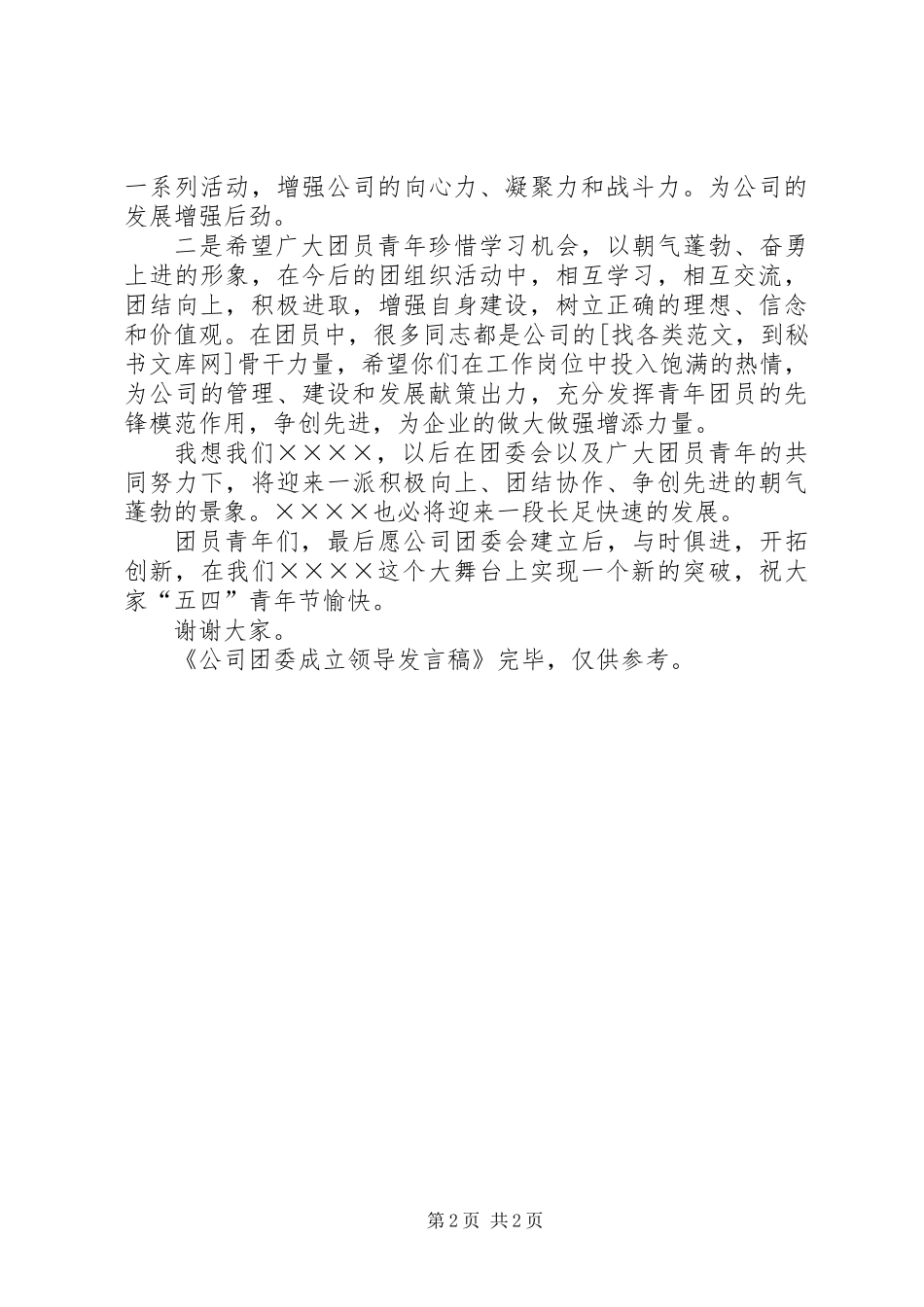 公司团委成立领导发言稿_第2页