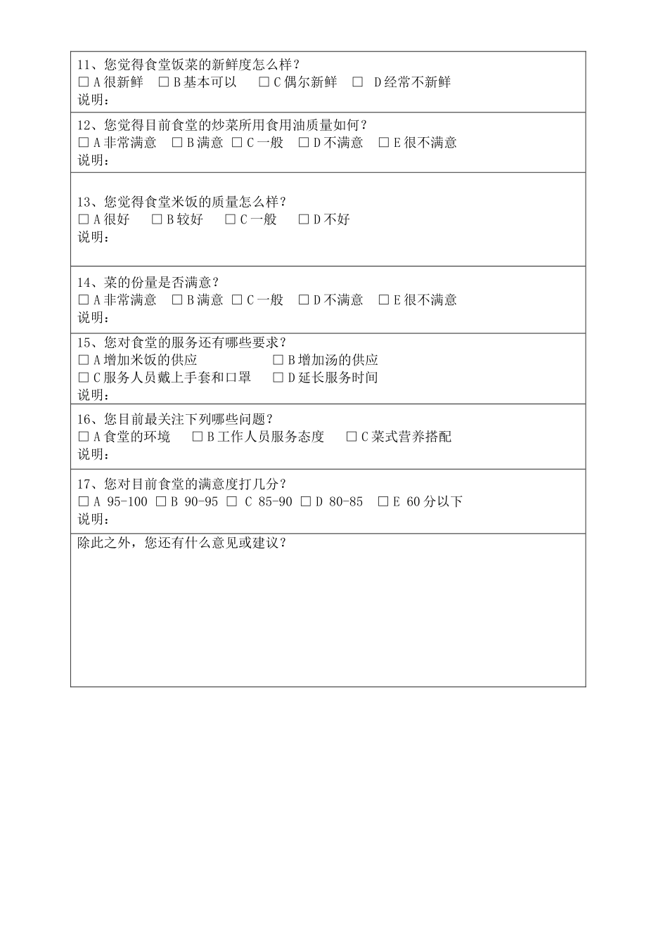 学校食堂满意度调查表_第2页