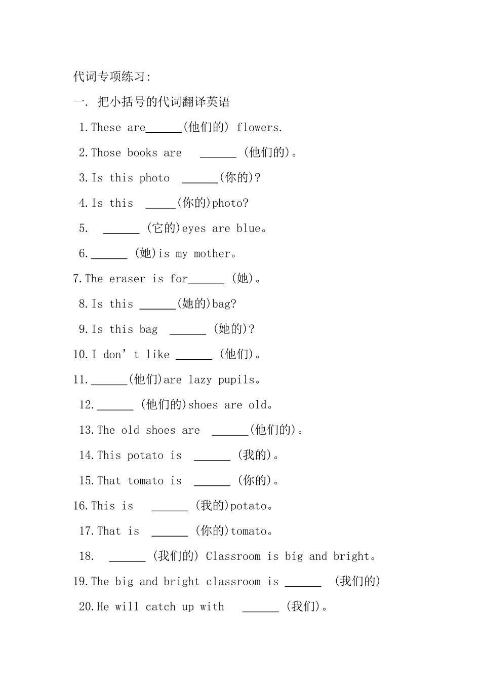 人称代词和物主代词讲解及练习_第2页